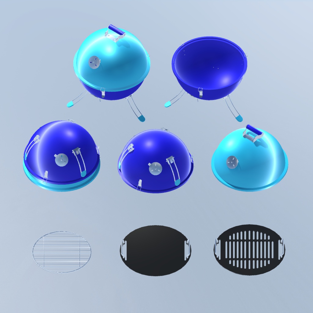 【3Dモデル・VRChat想定】丸形グリル