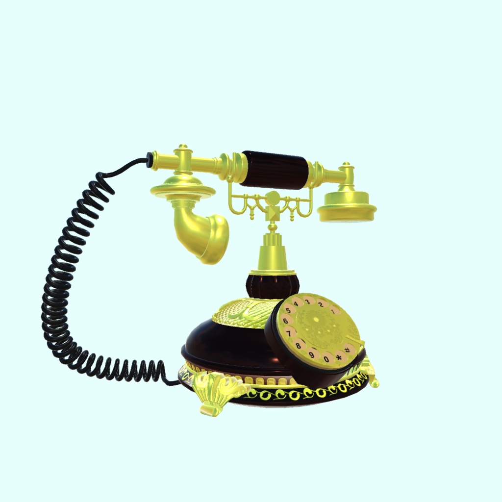 【3Dモデル・VRChat想定】レトロ電話機(ローポリモデル有)