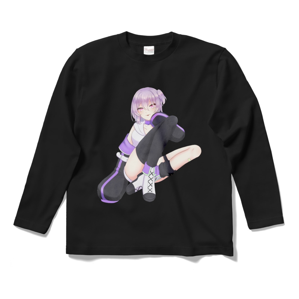 枯枝らいすロングスリーブTシャツB-黒-