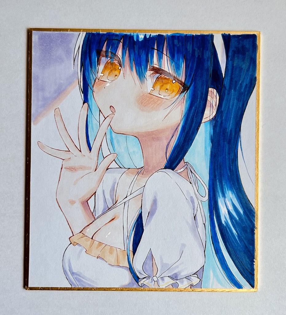 SummerPockets 久島鴎 手描きイラスト色紙