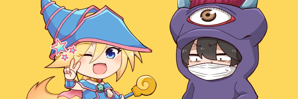 【Twitterヘッダー】愛の戦士様&めせんしちゃん遊戯王コスプレイラスト