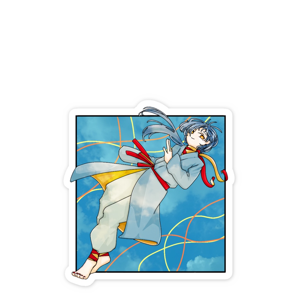 雲に浮かぶステッカー