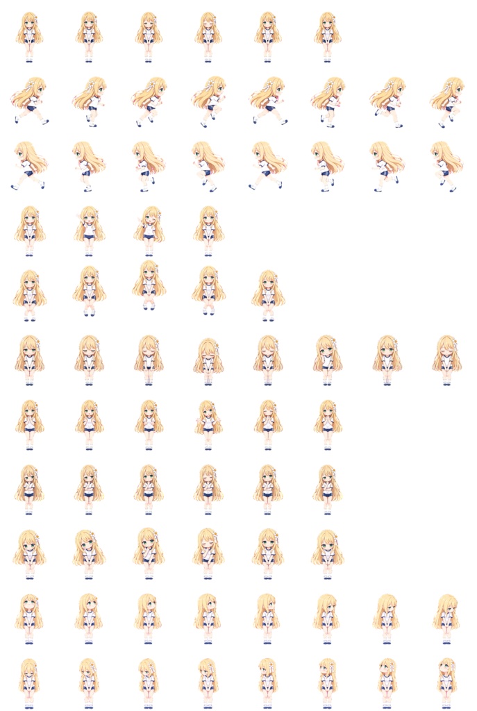 【無料/ChatGPT Work用】動くペット「みず」|9種アニメ+16方向見回し|カスタムPets素材