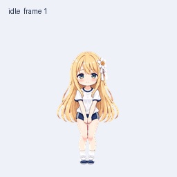 【無料/ChatGPT Work用】動くペット「みず」｜9種アニメ＋16方向見回し｜カスタムPets素材
