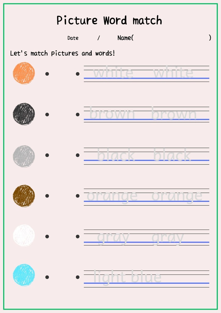 Pictures and words match(colorバージョン)