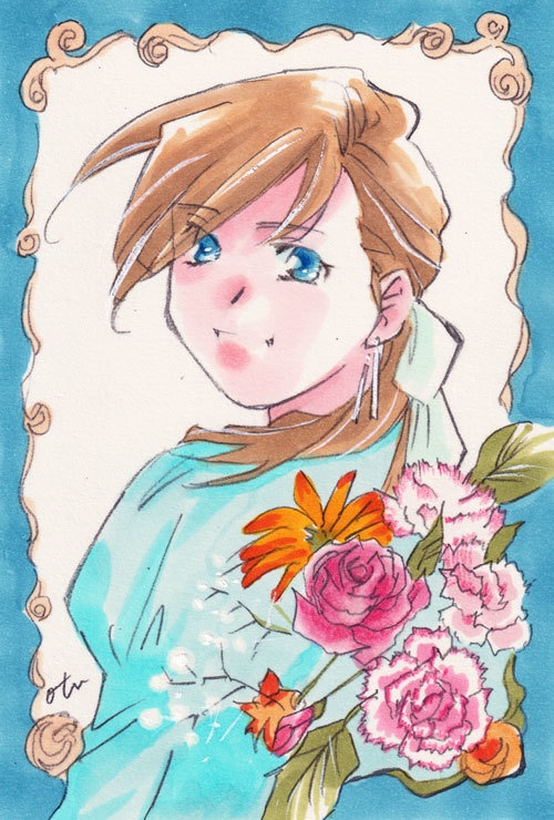 オリジナルキャラ、エマ葉書絵額装付き