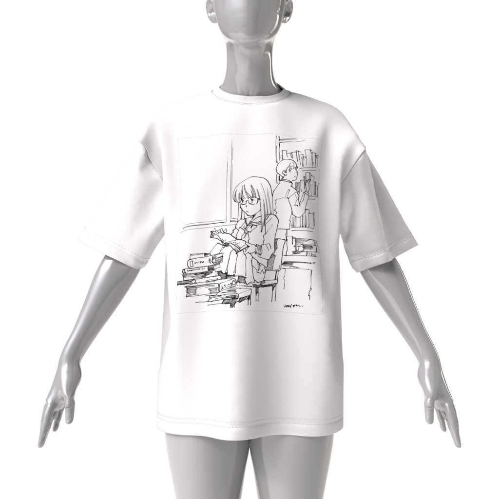 遊び絵ビックシルエットTシャツ