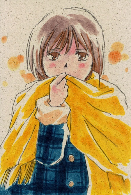 はがき絵ストール女子額装付き