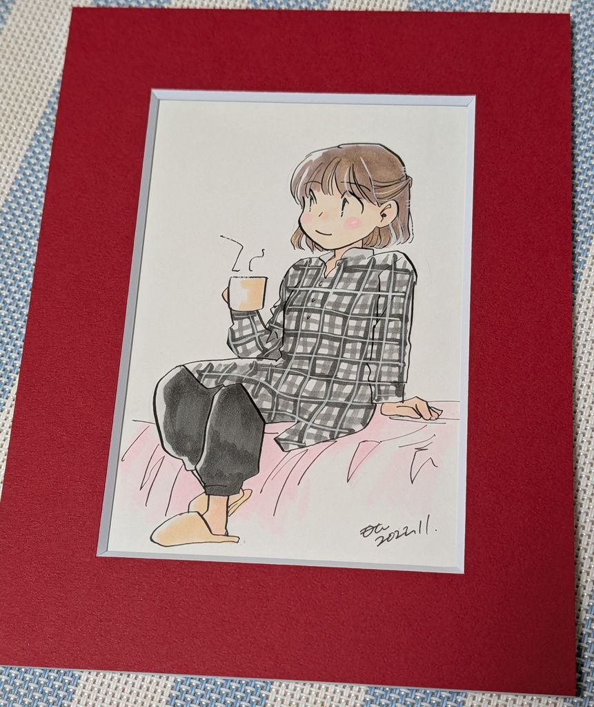 ほっこり女子はがき絵額装付き