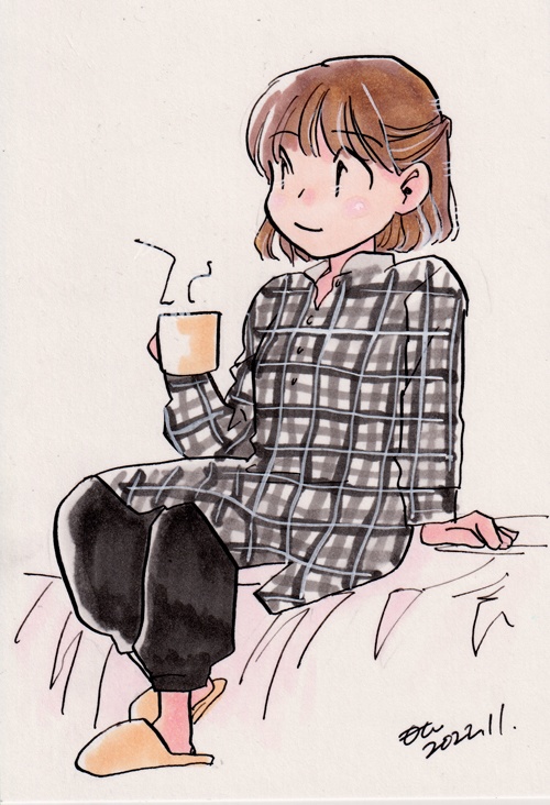 ほっこり女子はがき絵額装付き