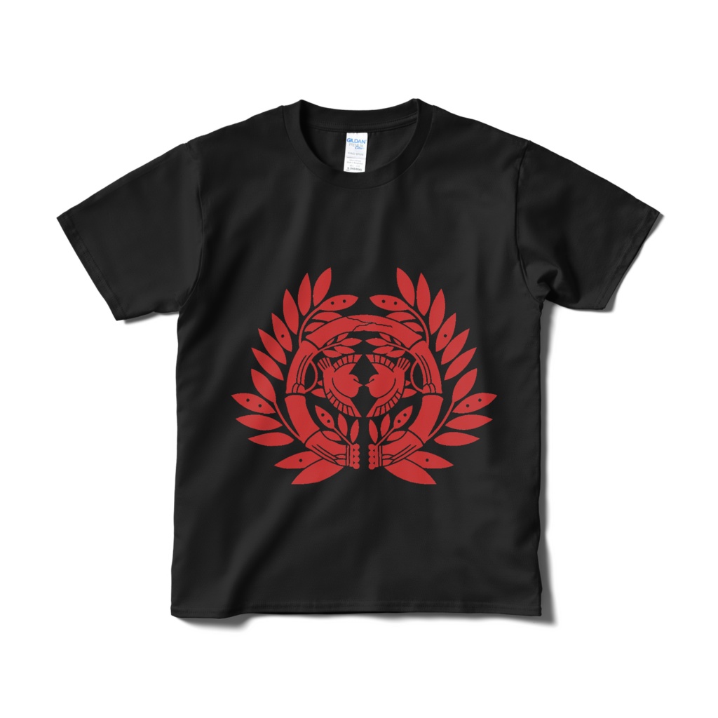 戦国武将 伊達政宗 竹に雀 黒赤Ｔシャツ