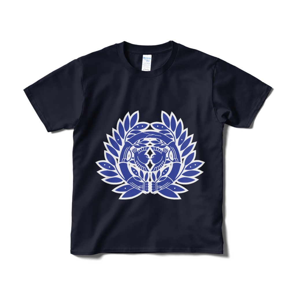 戦国武将 伊達政宗 竹に雀 紺青Ｔシャツ