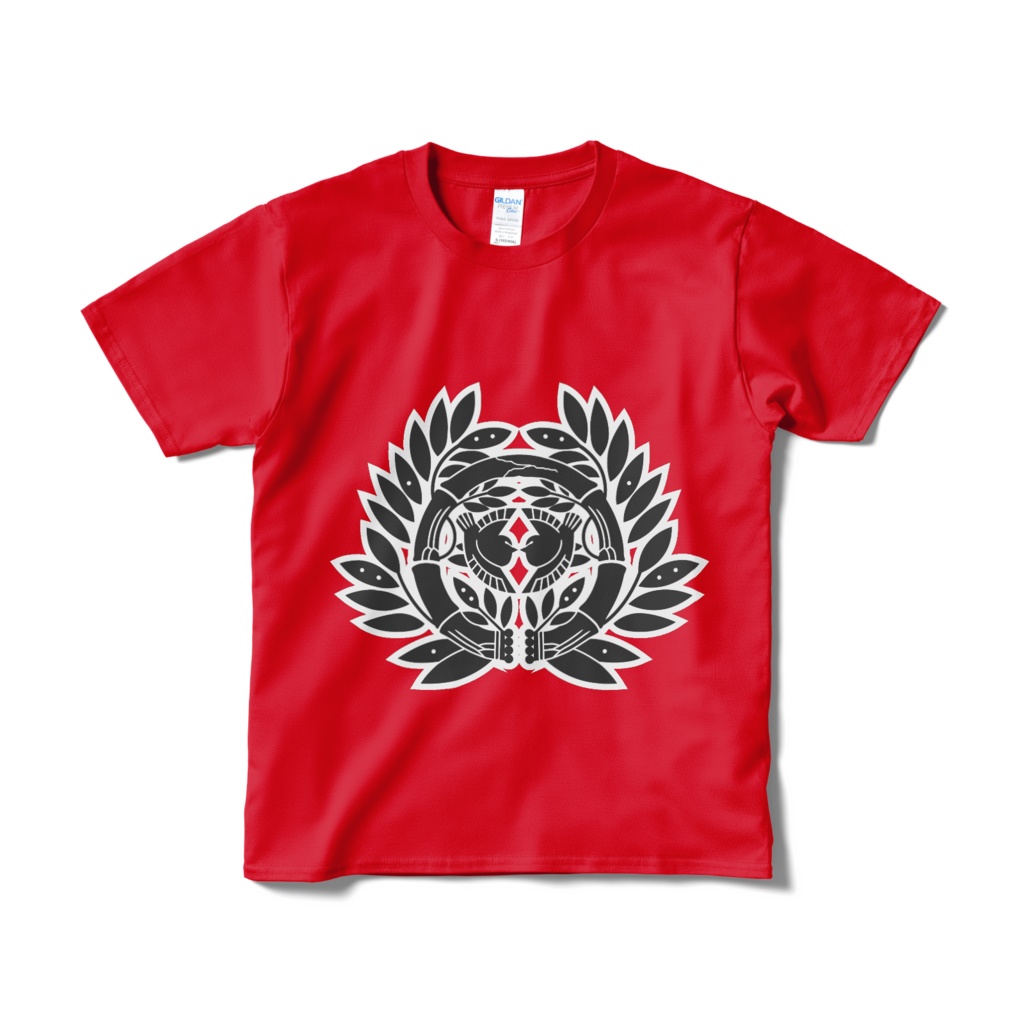 戦国武将 伊達政宗 竹に雀 赤黒Ｔシャツ