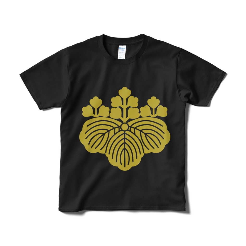 戦国武将 豊臣秀吉 織田信長 五三桐 黒金Ｔシャツ