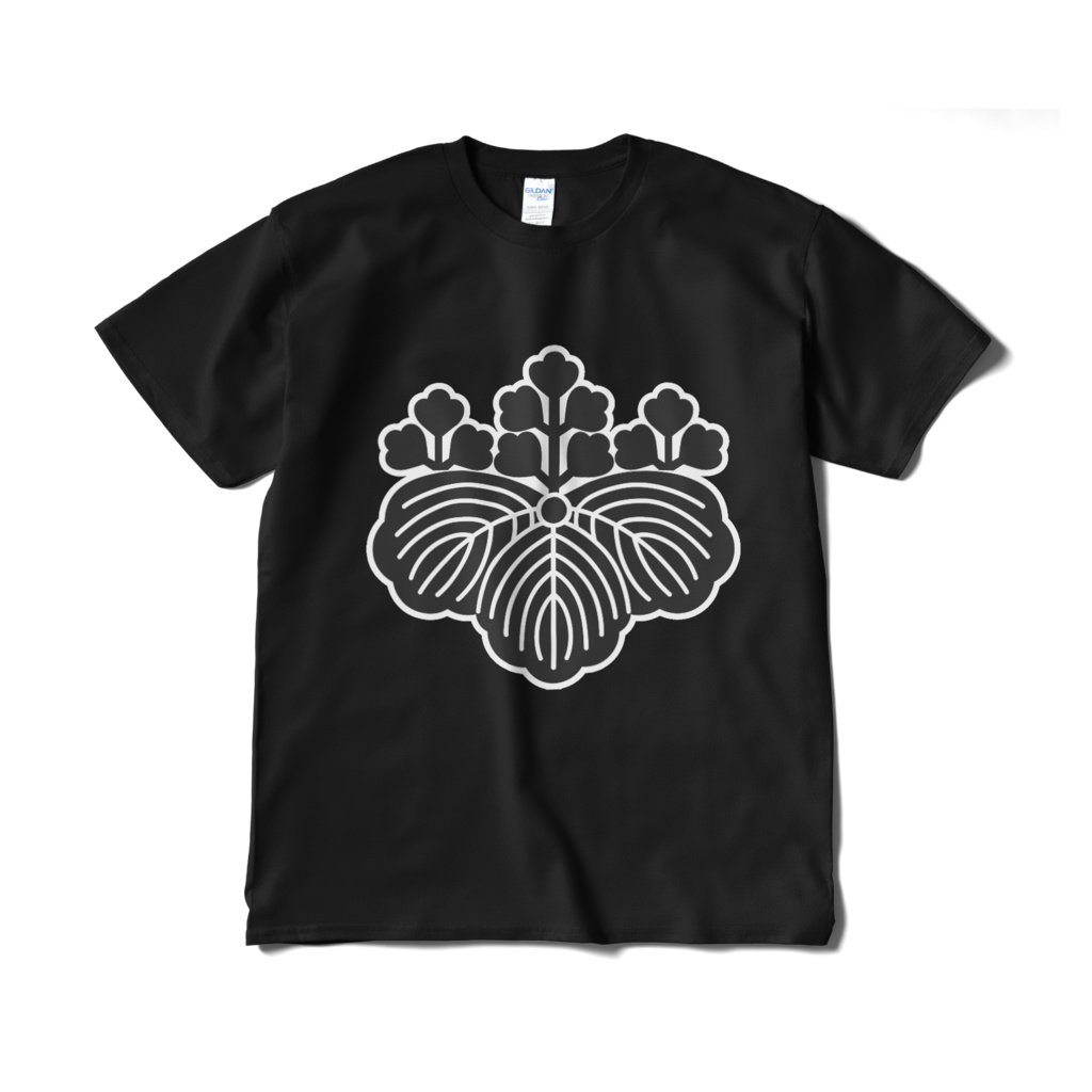 戦国武将 豊臣秀吉 織田信長 五三桐 黒白Tシャツ