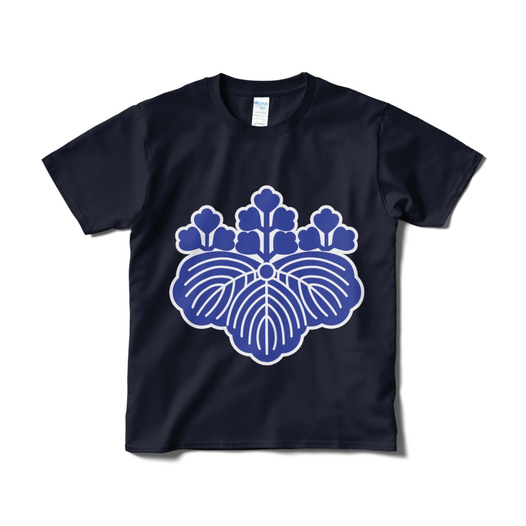 戦国武将 豊臣秀吉 織田信長 五三桐 紺青Ｔシャツ