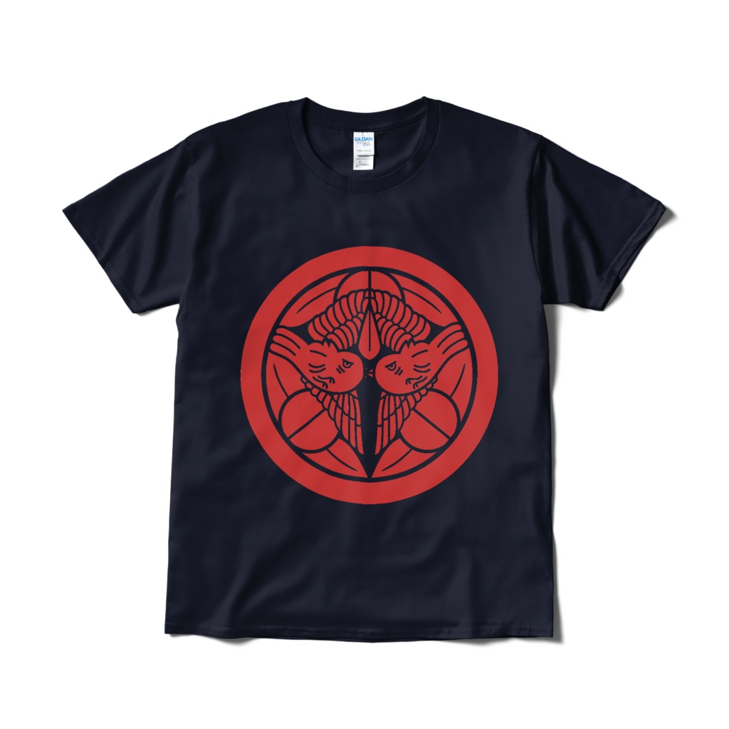 戦国武将 上杉謙信 竹に飛び雀 紺赤Tシャツ