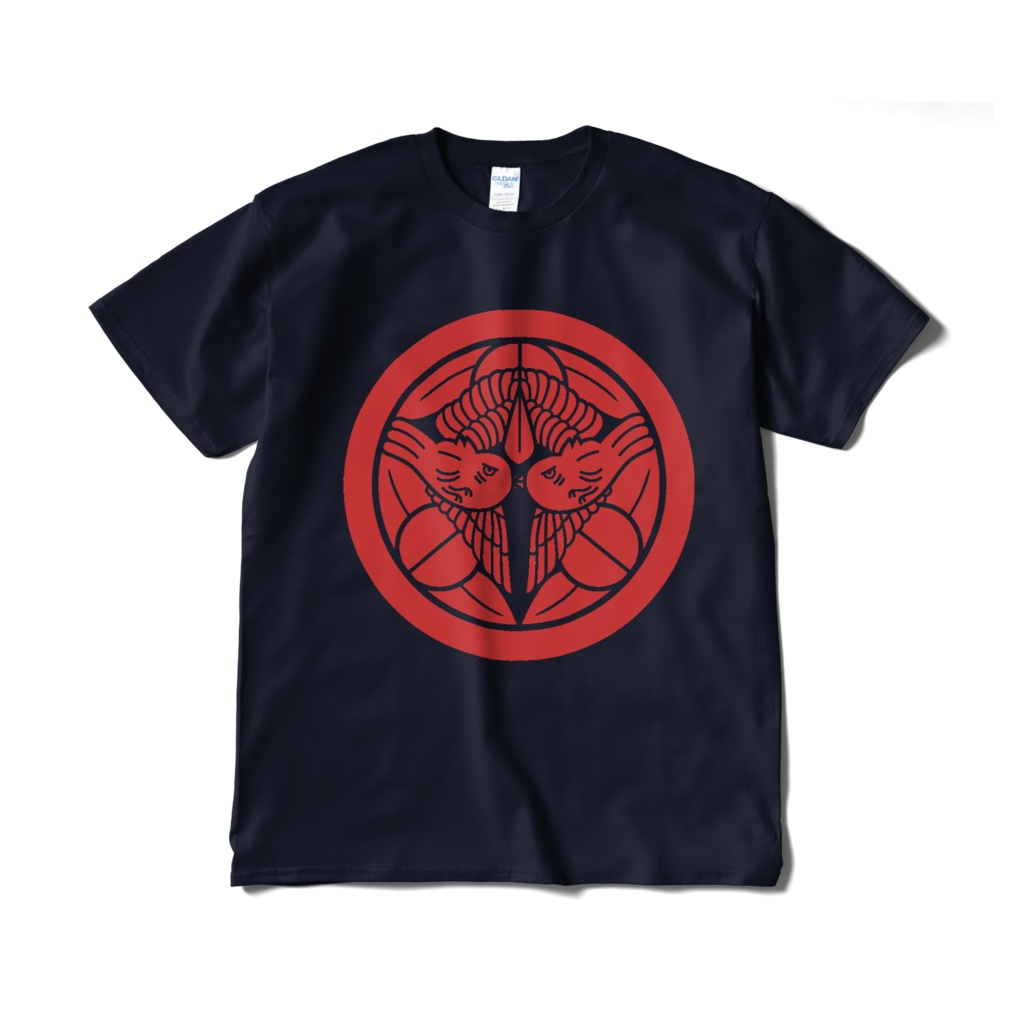 戦国武将 上杉謙信 竹に飛び雀 紺赤Tシャツ