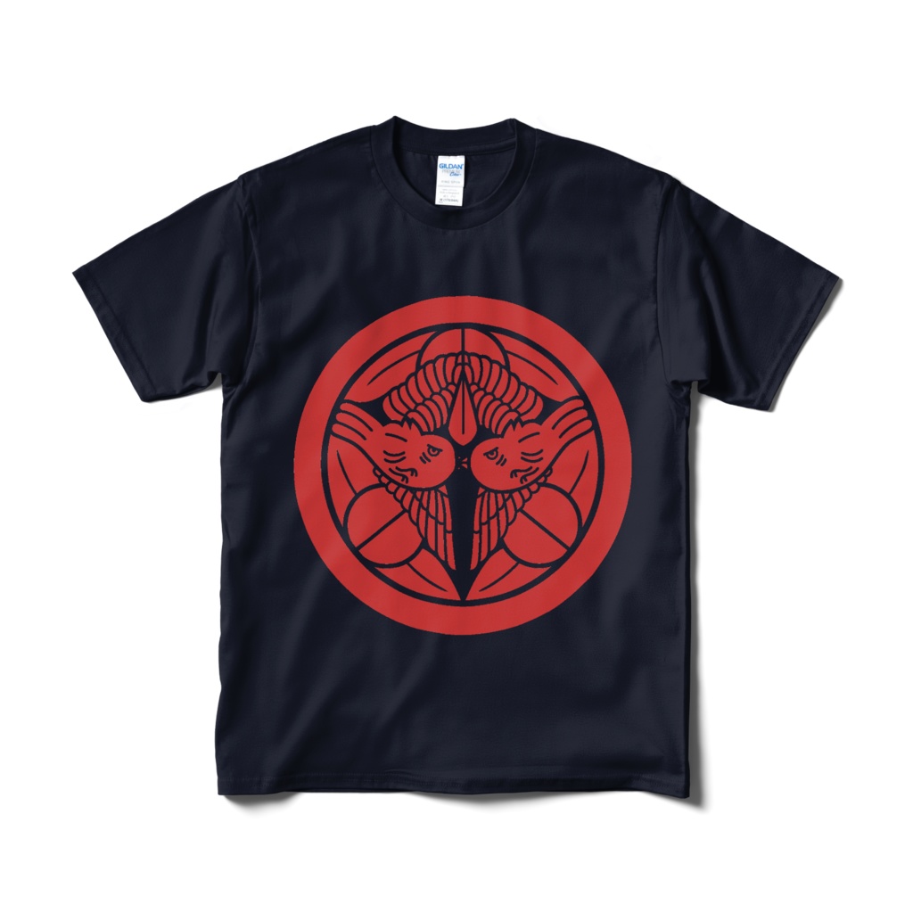 戦国武将 上杉謙信 竹に飛び雀 紺赤Tシャツ