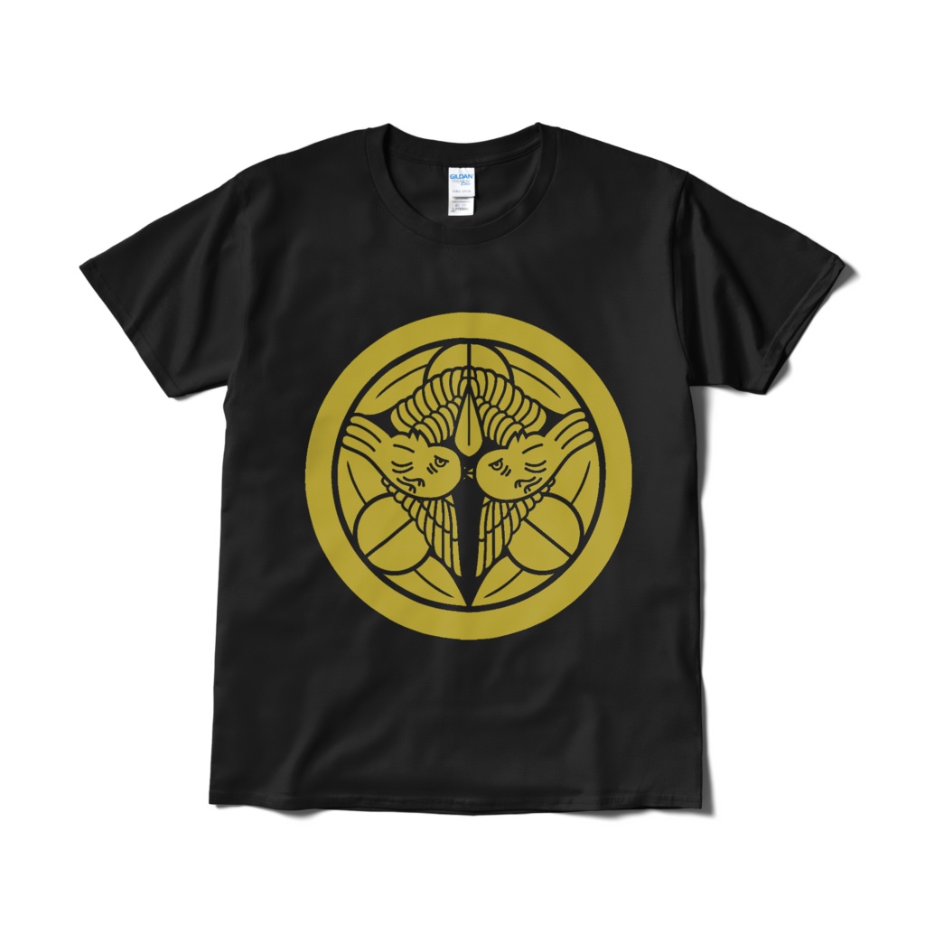 戦国武将 上杉謙信 竹に飛び雀 黒金Tシャツ