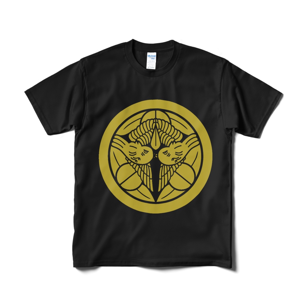 戦国武将 上杉謙信 竹に飛び雀 黒金Tシャツ