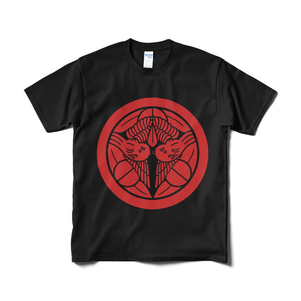 戦国武将 上杉謙信 竹に飛び雀 黒赤Tシャツ