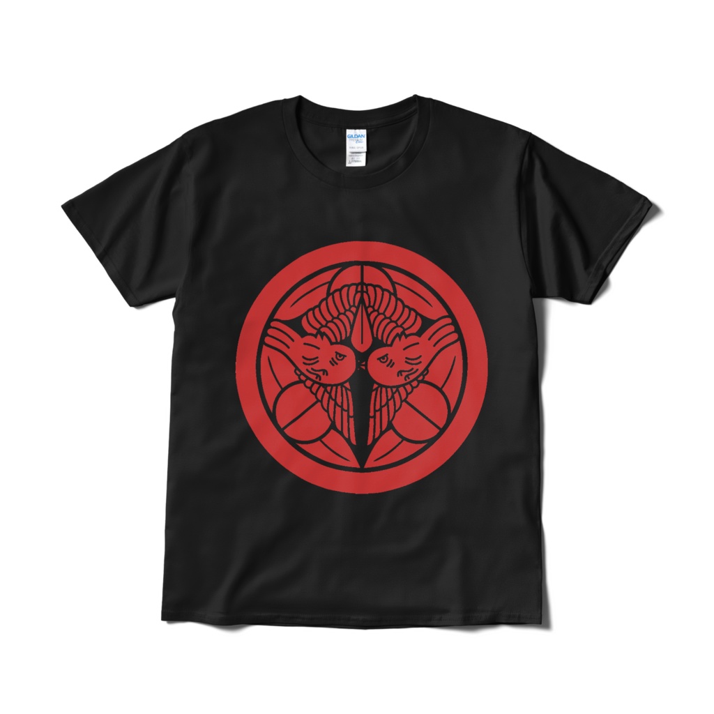 戦国武将 上杉謙信 竹に飛び雀 黒赤Tシャツ