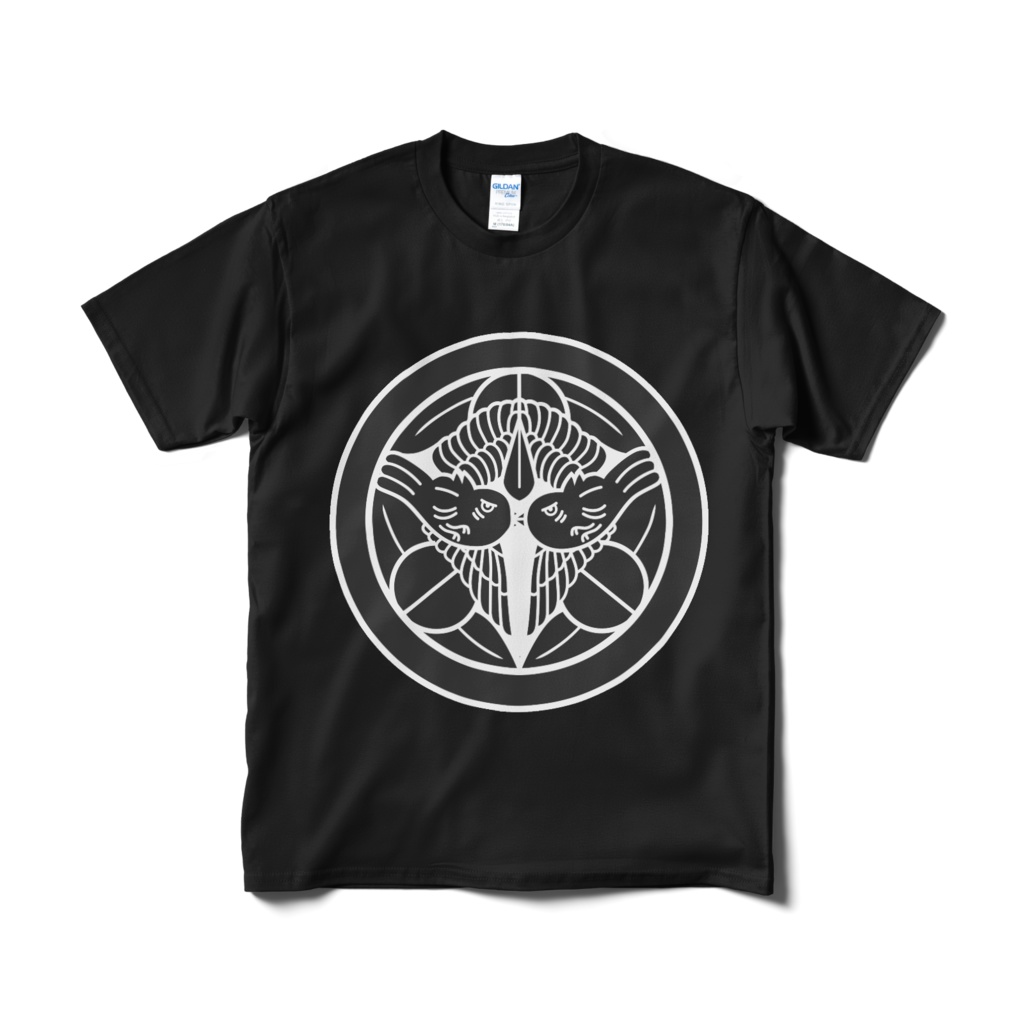 戦国武将 上杉謙信 竹に飛び雀 黒白Tシャツ