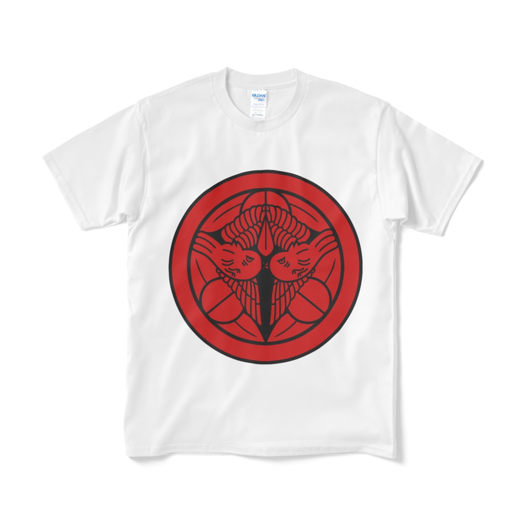 戦国武将 上杉謙信 竹に飛び雀 白赤Tシャツ