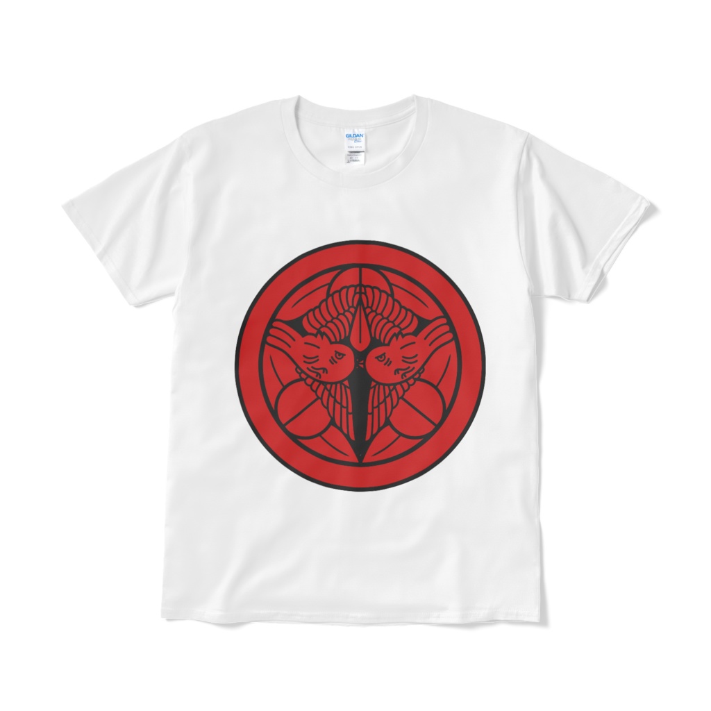 戦国武将 上杉謙信 竹に飛び雀 白赤Tシャツ