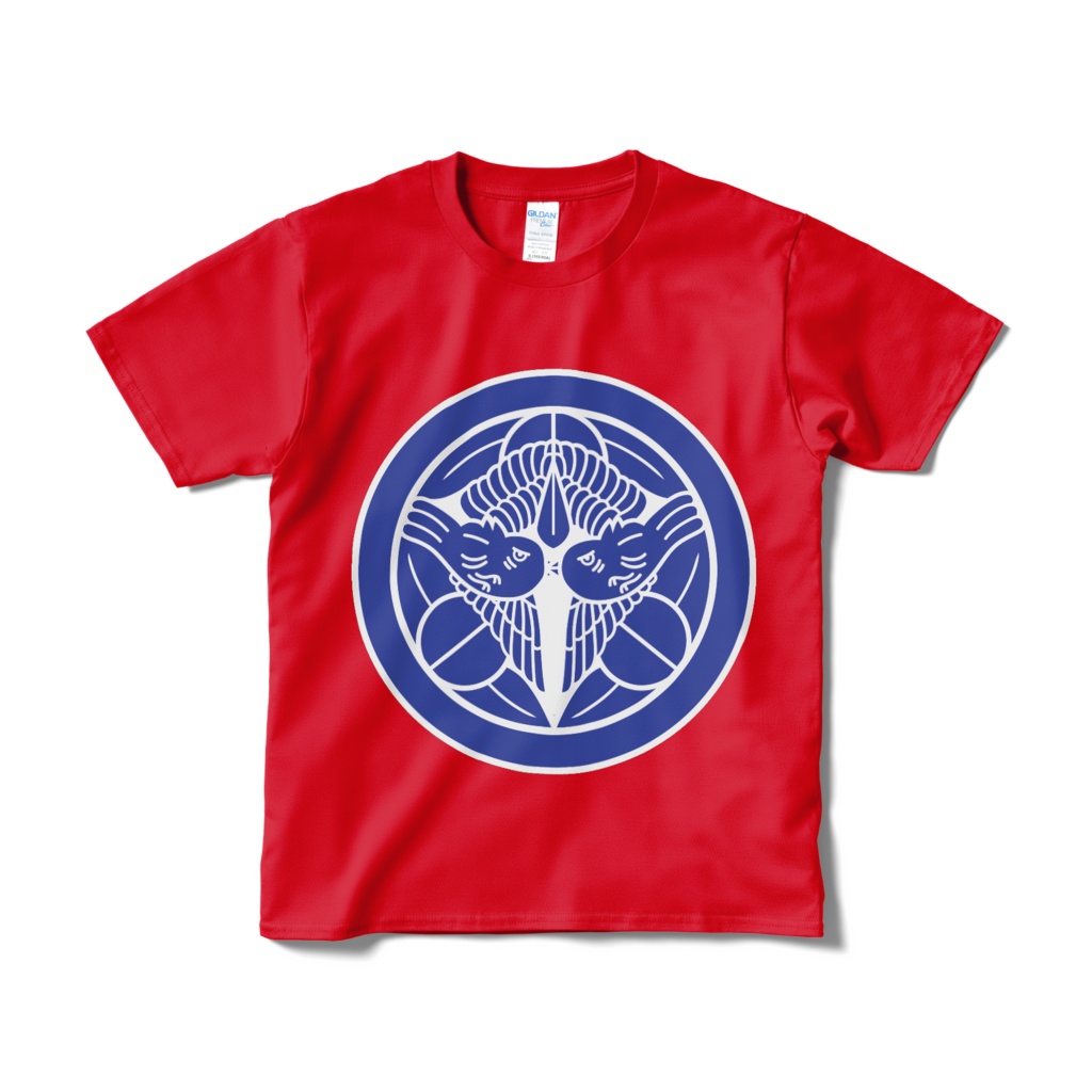 戦国武将 上杉謙信 竹に飛び雀 赤青Tシャツ