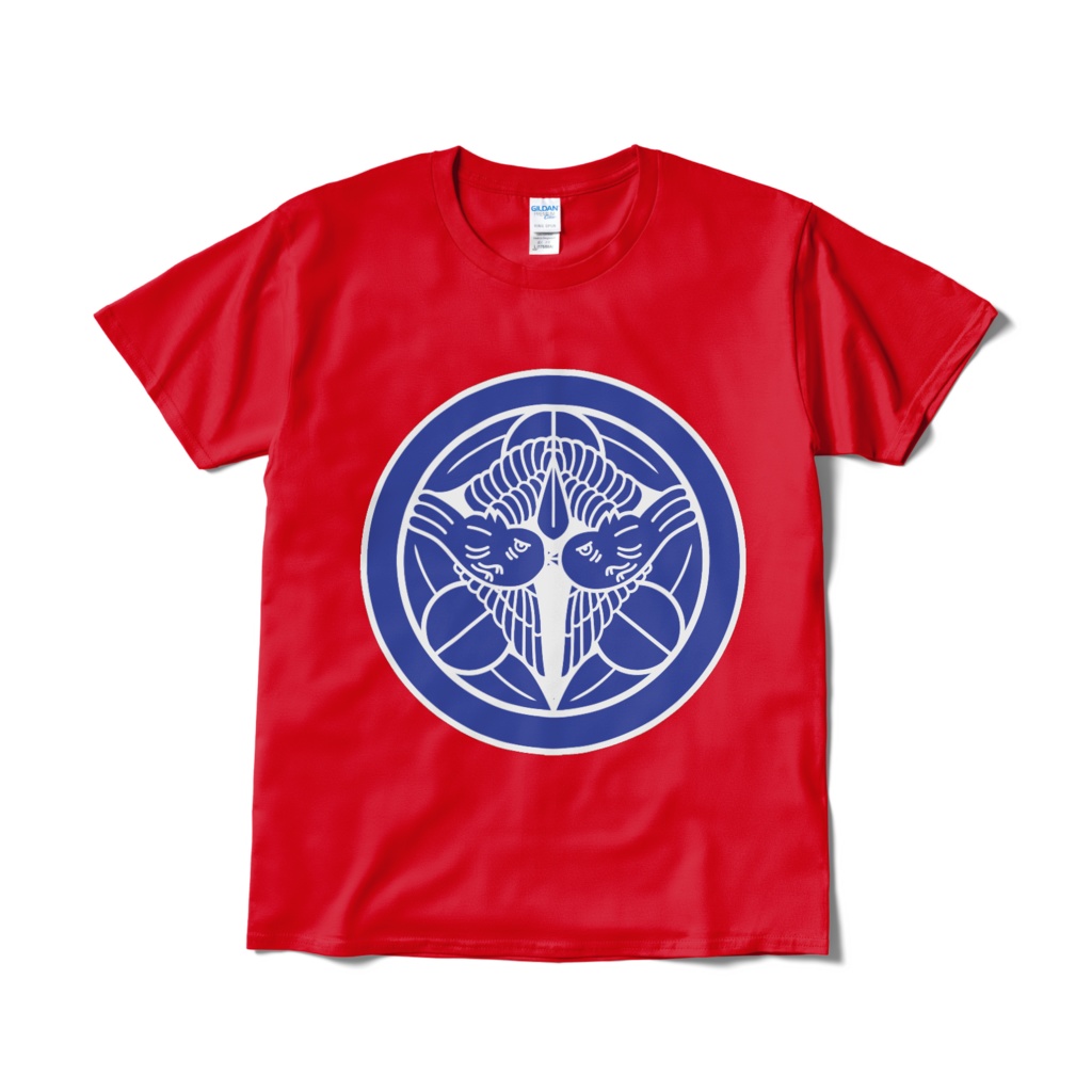 戦国武将 上杉謙信 竹に飛び雀 赤青Tシャツ