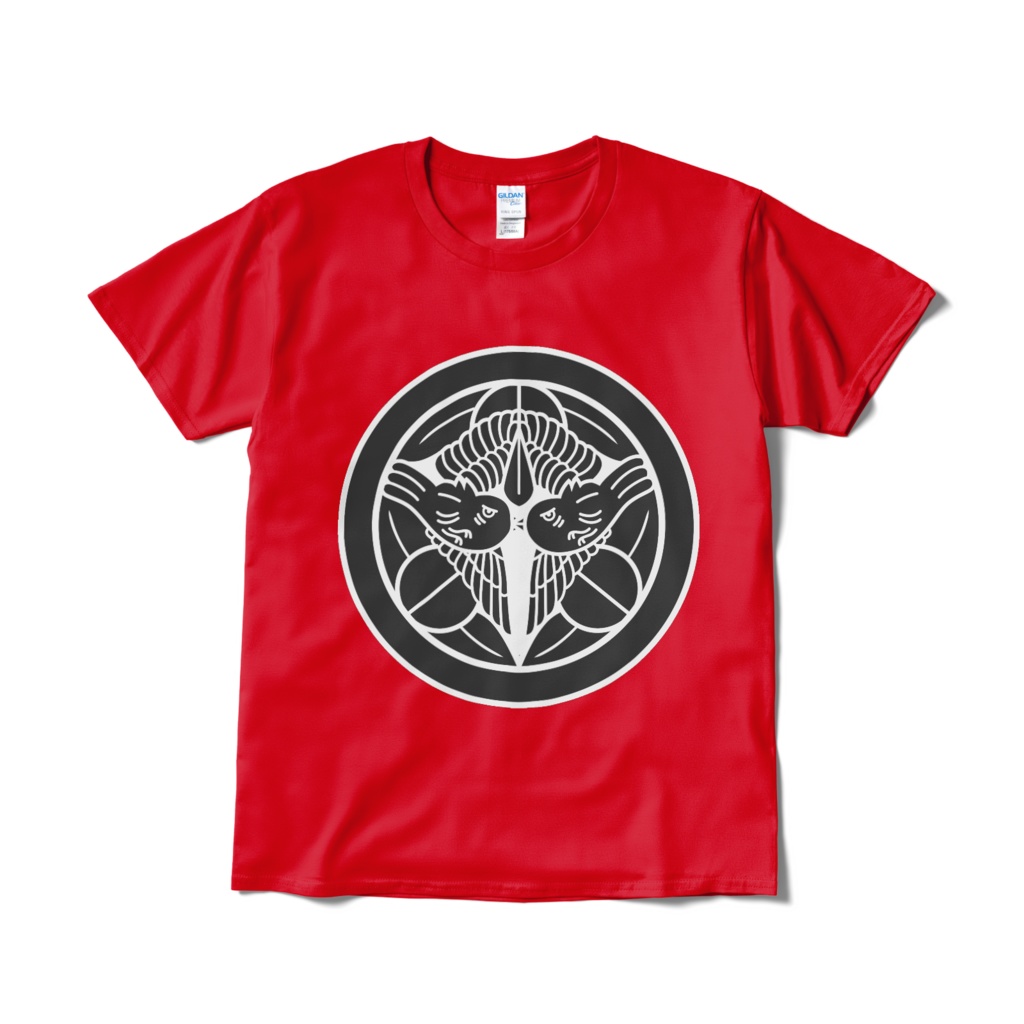 戦国武将 上杉謙信 竹に飛び雀 赤黒Tシャツ