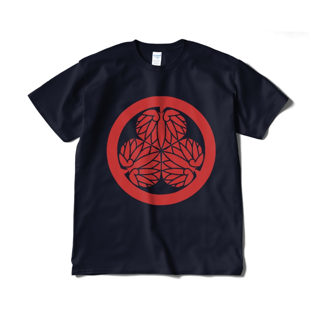 戦国武将 徳川家康 水戸黄門 三つ葉葵 紺赤Tシャツ