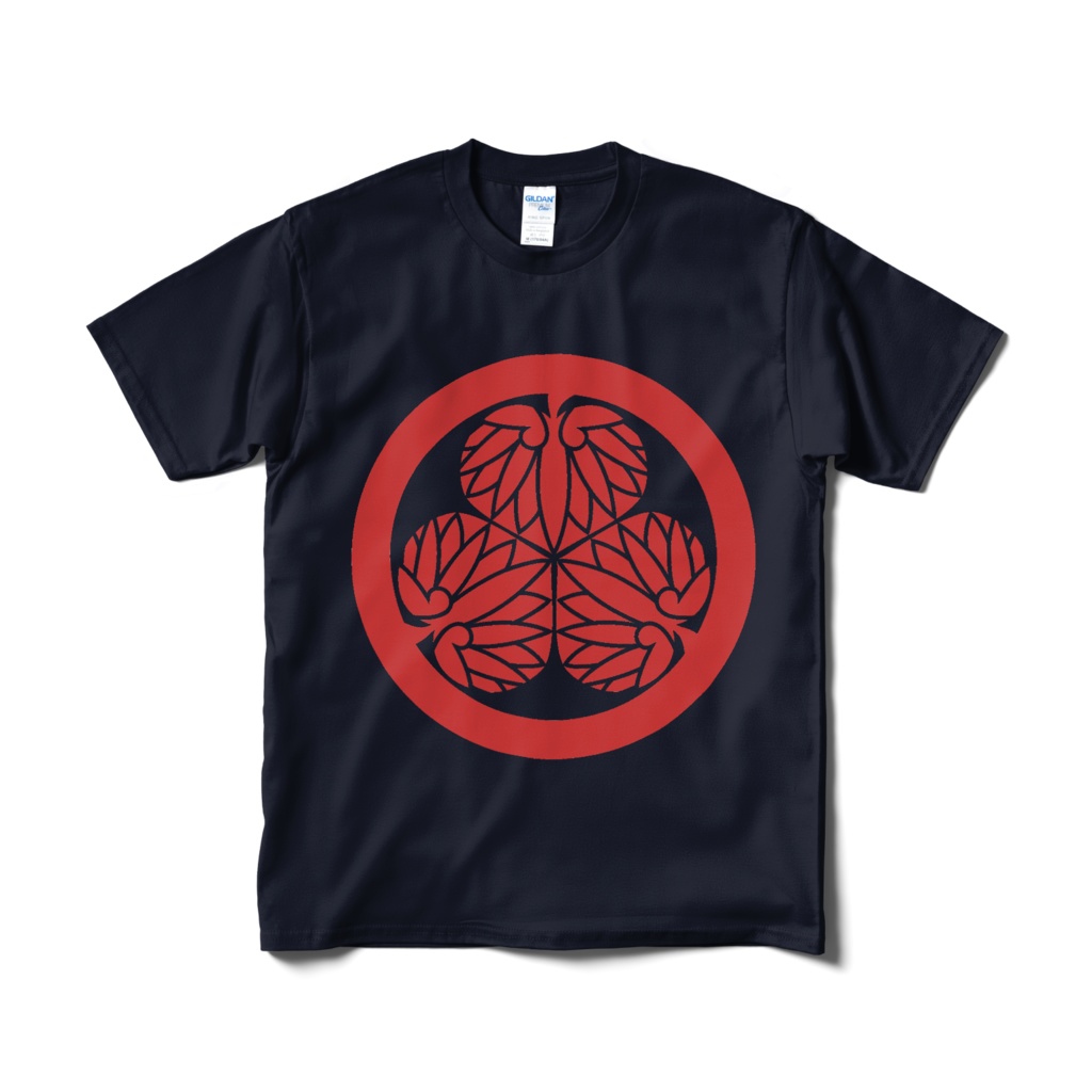 戦国武将 徳川家康 水戸黄門 三つ葉葵 紺赤Tシャツ