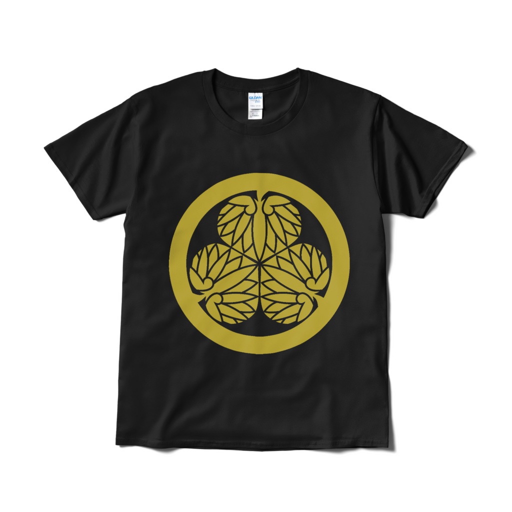 水戸黄門 徳川家康 三つ葉葵 黒金Tシャツ