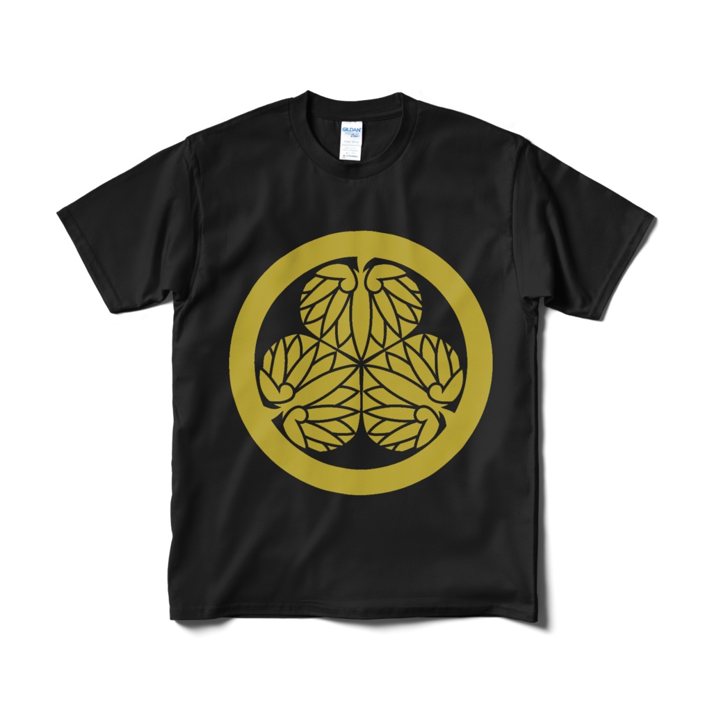 水戸黄門 徳川家康 三つ葉葵 黒金Tシャツ
