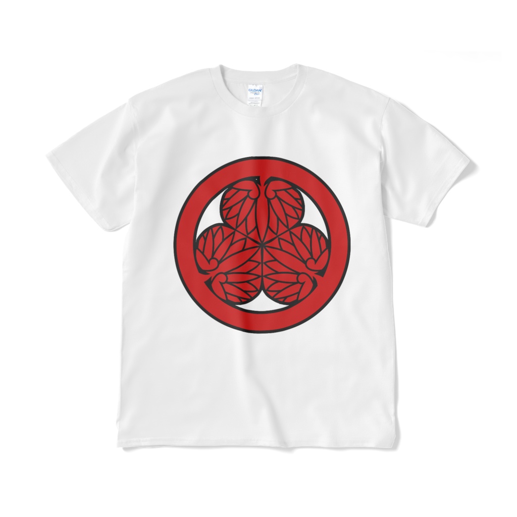 戦国武将 徳川家康 水戸黄門 三つ葉葵 白赤Tシャツ