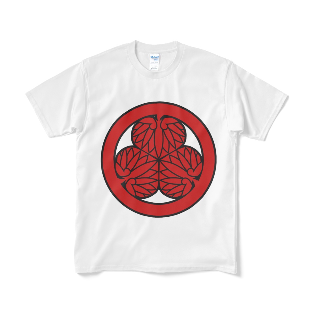 戦国武将 徳川家康 水戸黄門 三つ葉葵 白赤Tシャツ
