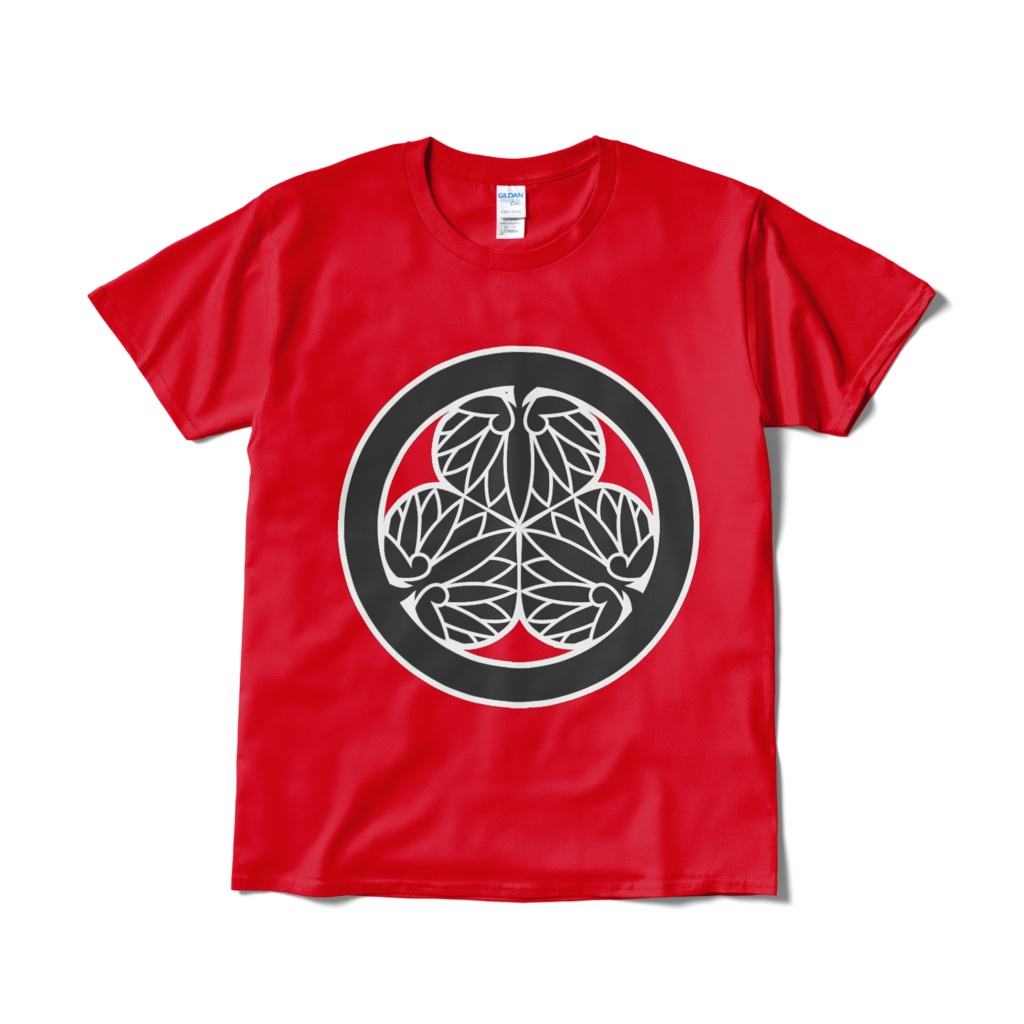 戦国武将 徳川家康 水戸黄門 三つ葉葵 赤黒Tシャツ