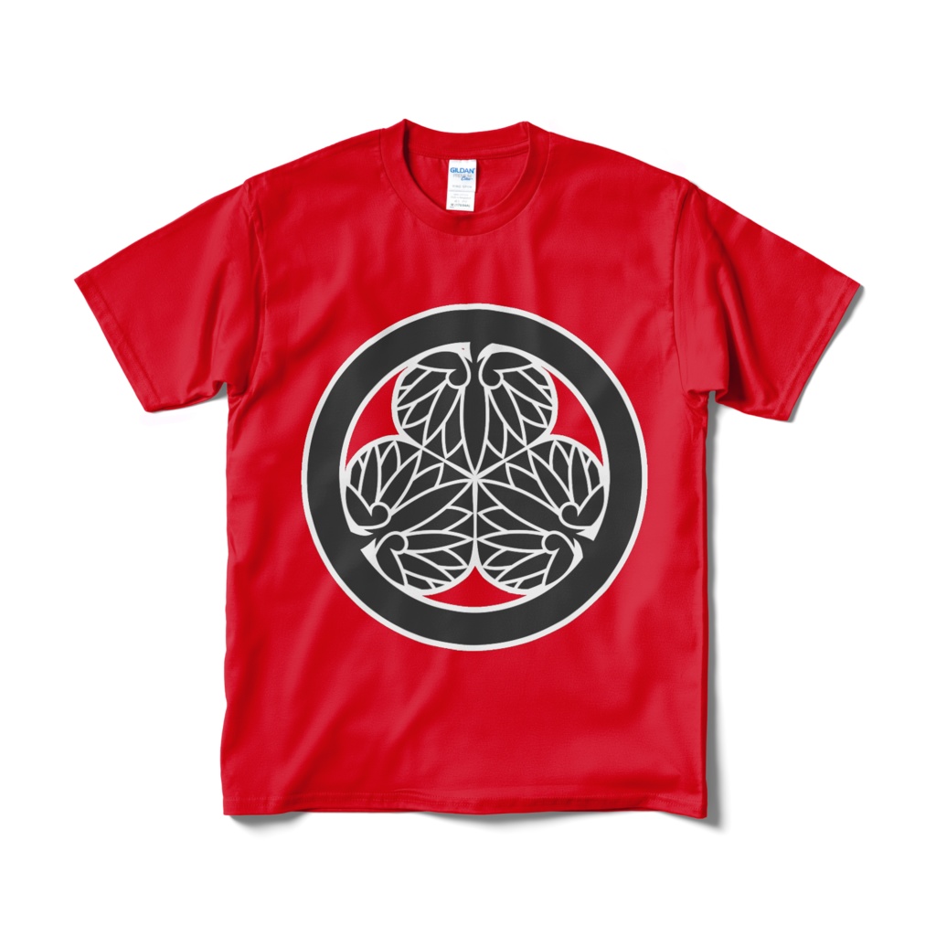 戦国武将 徳川家康 水戸黄門 三つ葉葵 赤黒Tシャツ