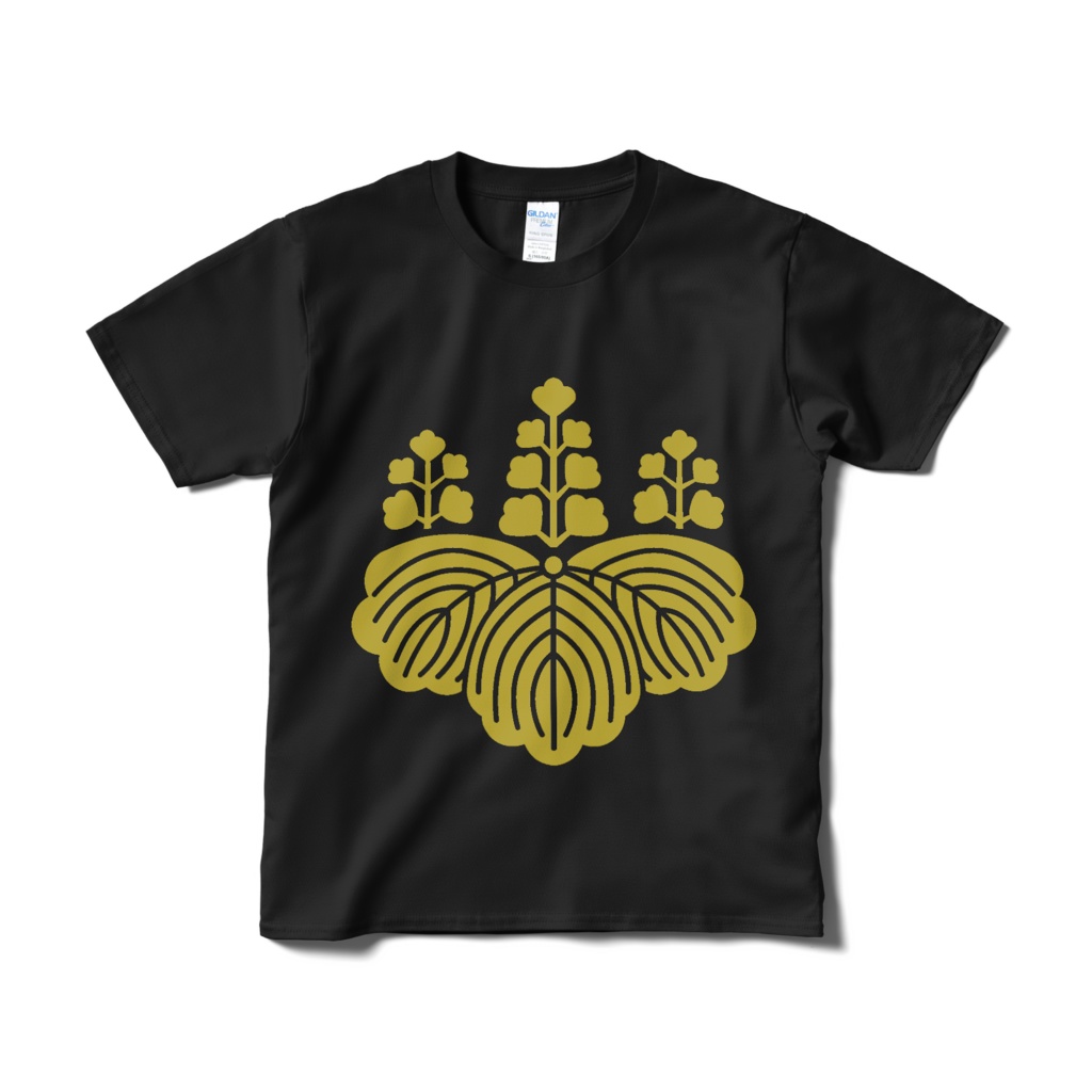 戦国武将 豊臣秀吉 豊臣秀頼 五七の桐 黒金Tシャツ