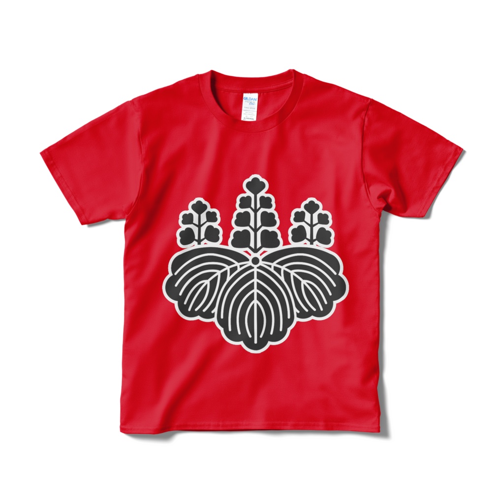 戦国武将 豊臣秀吉 豊臣秀頼 五七桐 赤黒Ｔシャツ