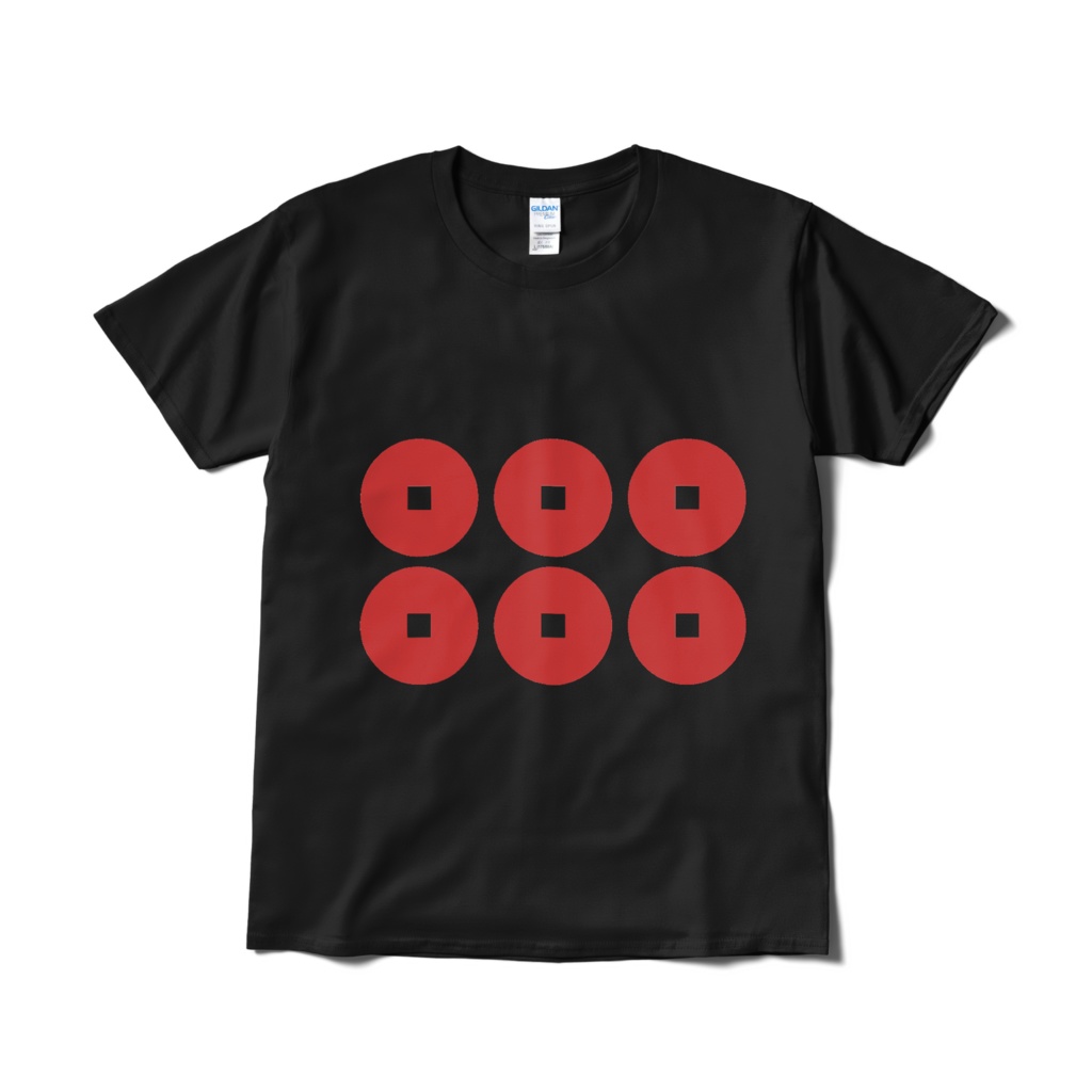 戦国武将 真田幸村 六文銭 黒赤Tシャツ