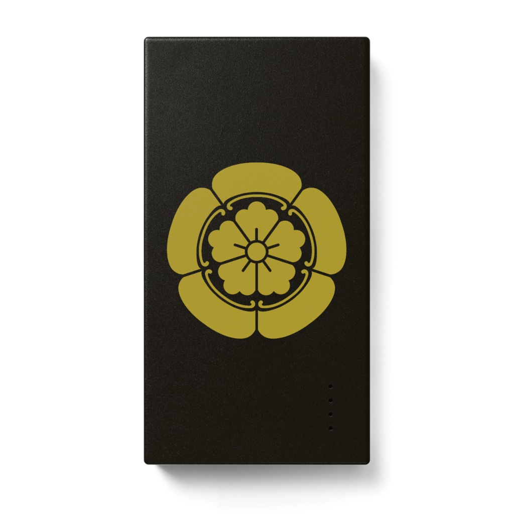 モバイルバッテリー 織田信長  家紋 織田木瓜 黒