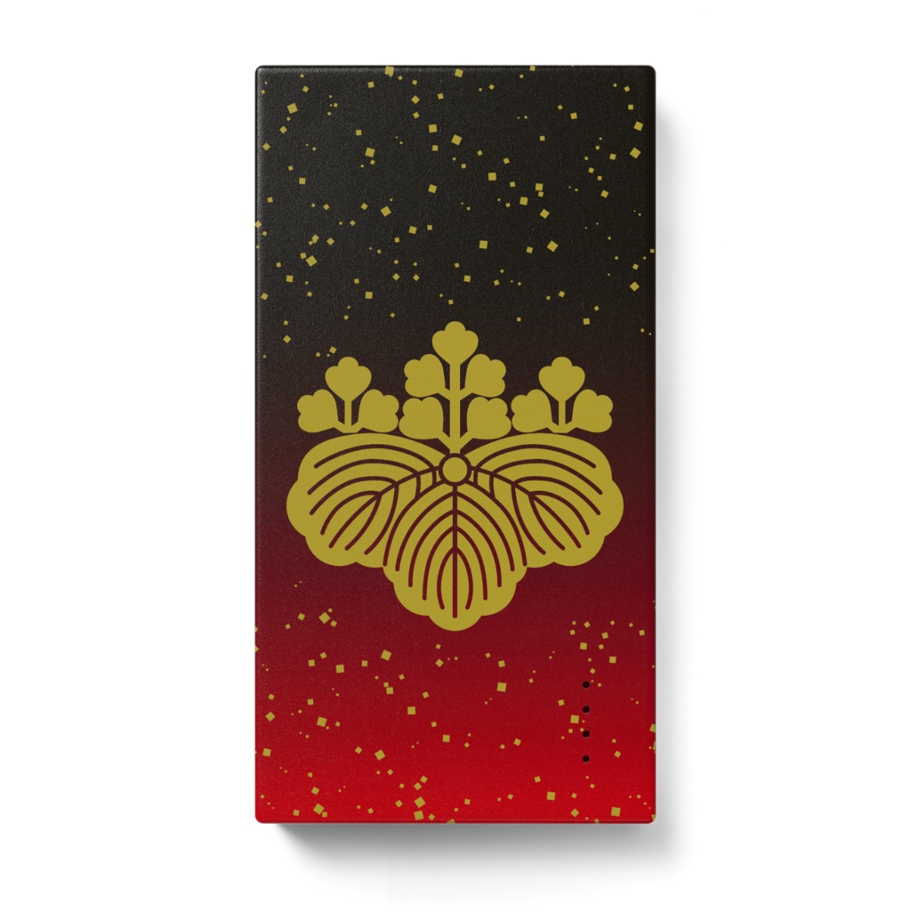 モバイルバッテリー 織田信長 豊臣秀吉 家紋 五三の桐 赤に金箔