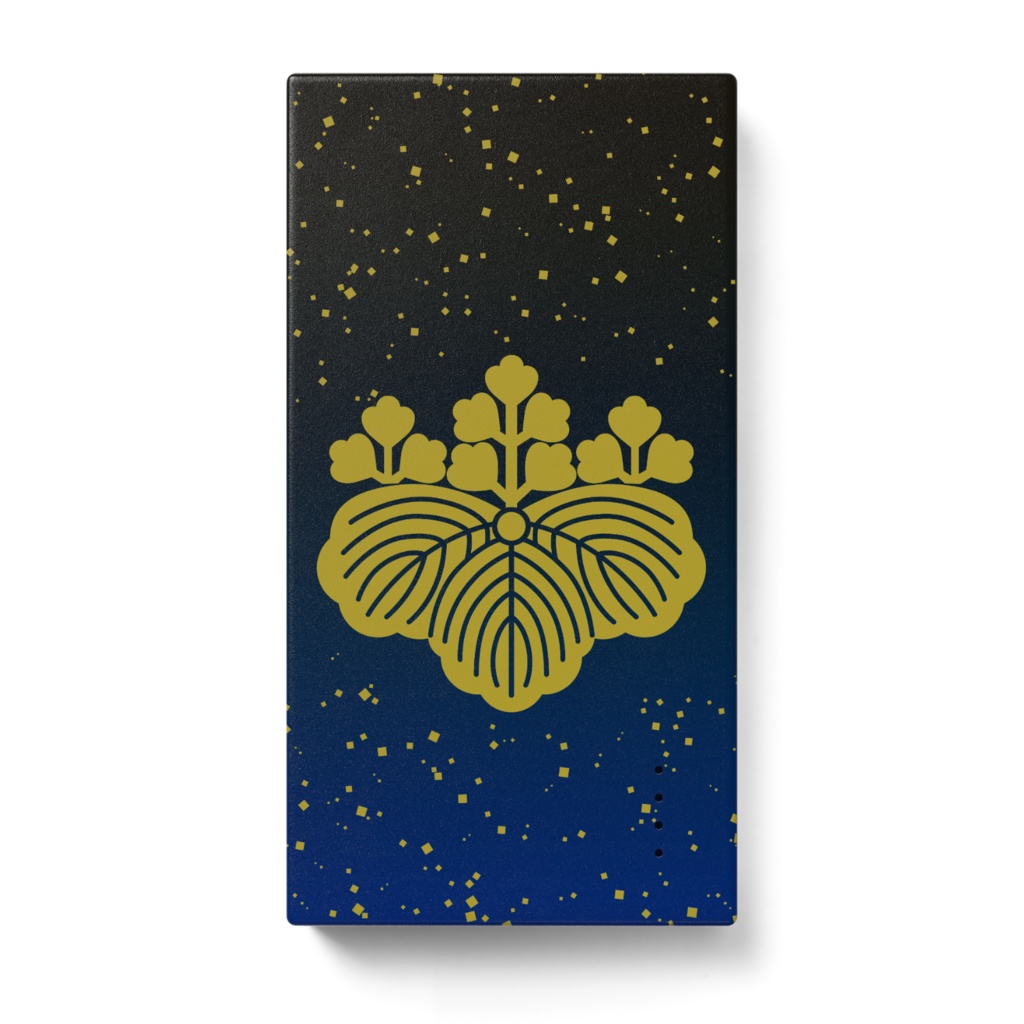 モバイルバッテリー 織田信長 豊臣秀吉 家紋 五三の桐 青に金箔