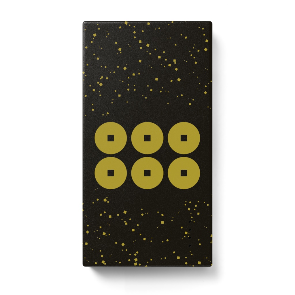 モバイルバッテリー 真田幸村  家紋 六文銭 黒に金箔