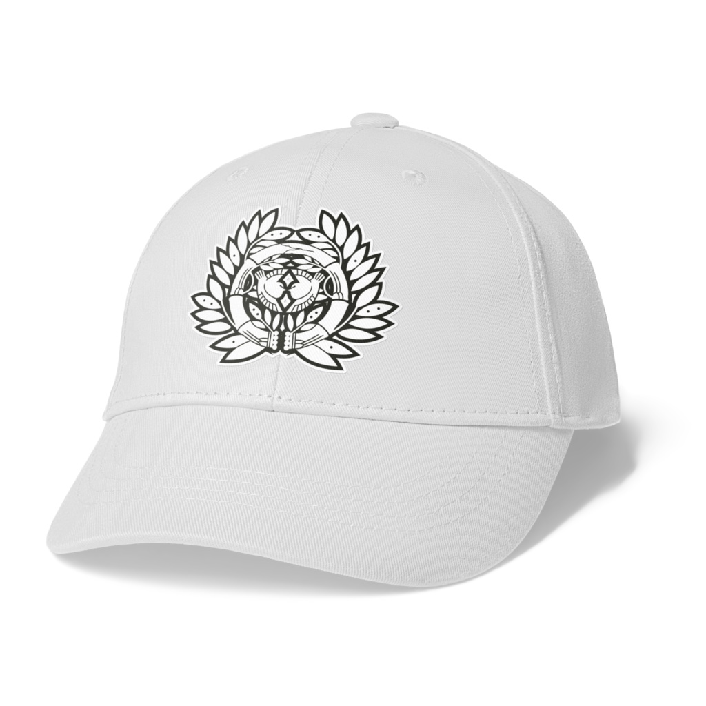 伊達政宗 家紋 竹に雀 キャップ 白地に白黒