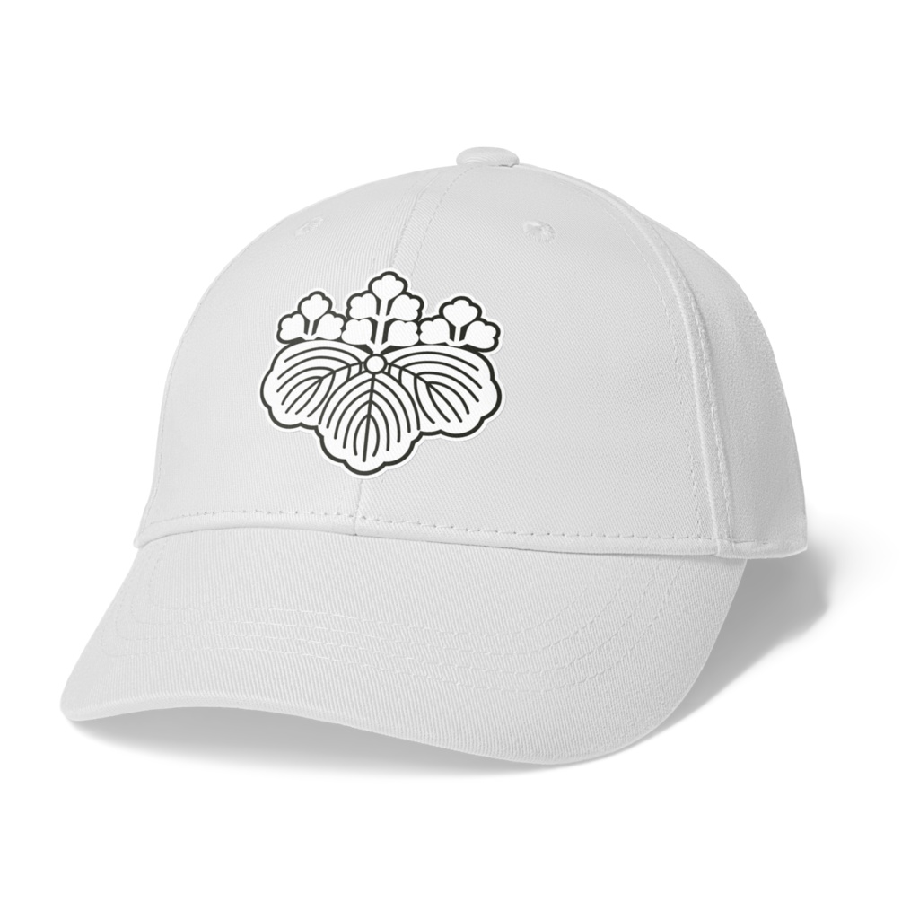 織田信長 豊臣秀吉 家紋 五三の桐 キャップ 白に青